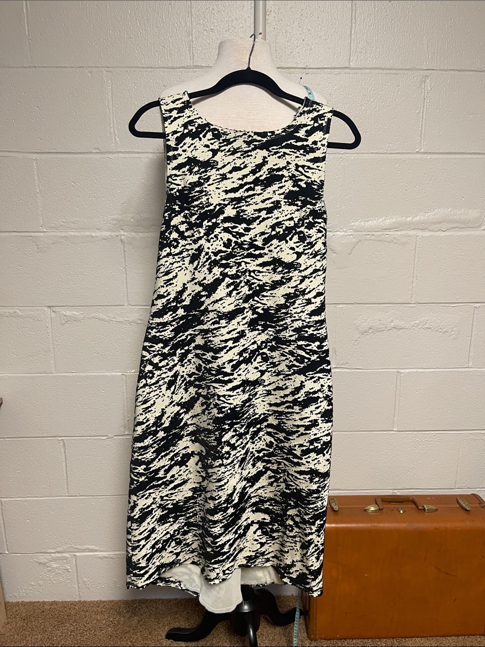 rag & bone Black and White Abstract Print Midi Dress